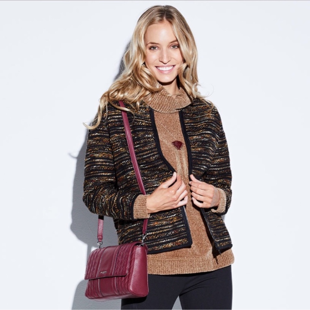 LAFAYETTE 148 NY Alexa Multicolor Fringe Tweed Patterned Zip Up Jacket